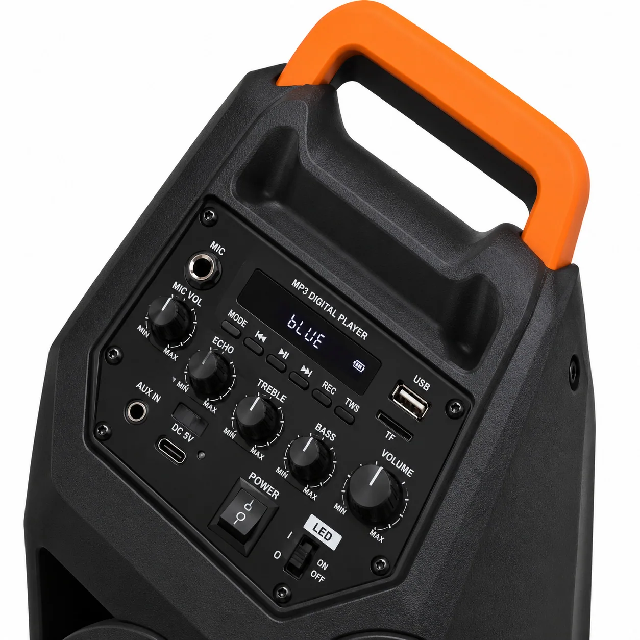 Портативная Bluetooth-колонка с микрофоном 8", 50 Вт, USB, AUX, RGB, Gedi-G GD-2897, Черный