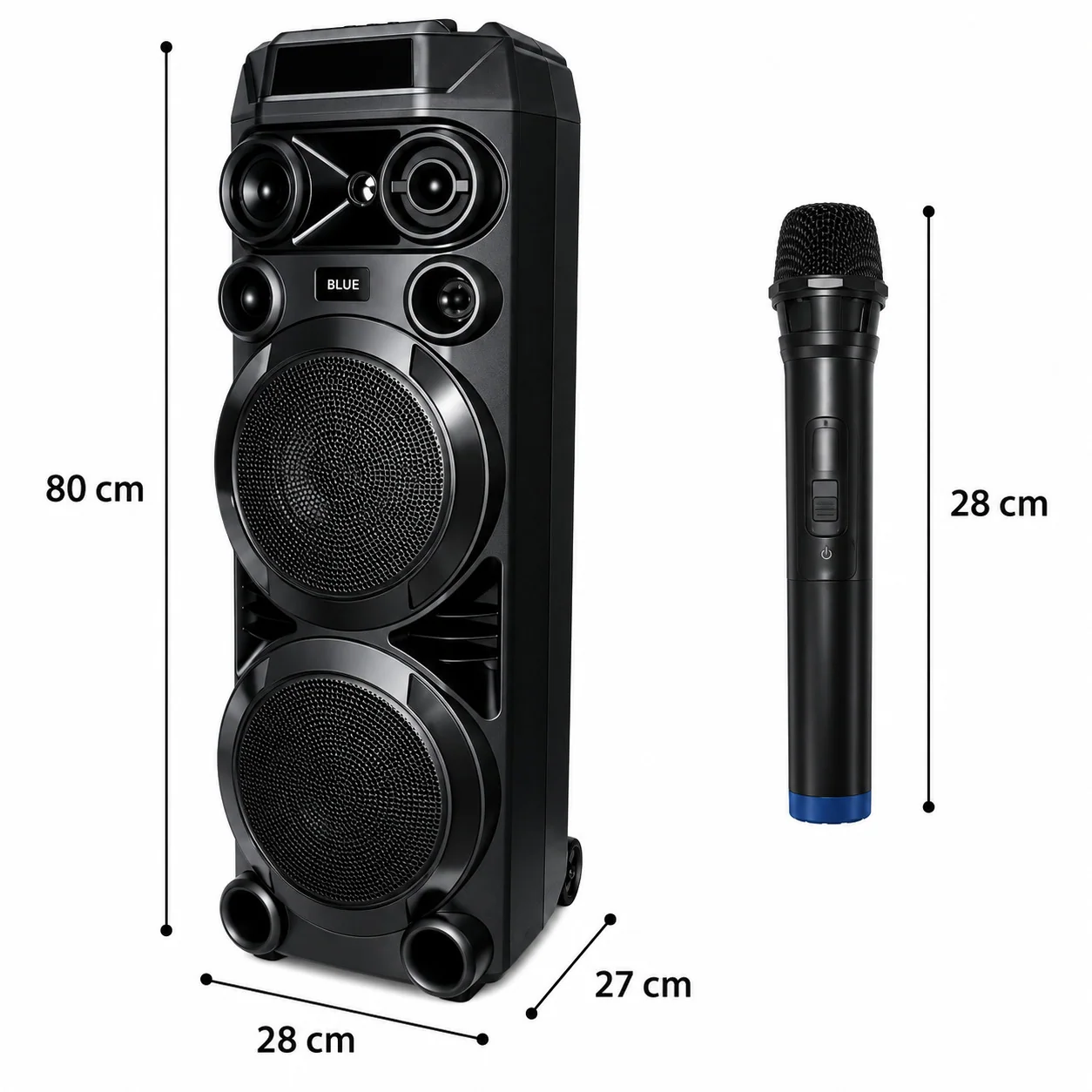 Портативная Bluetooth-колонка с микрофоном 8", 50 Вт, USB, AUX, RGB, Gedi-G GD-2897, Черный