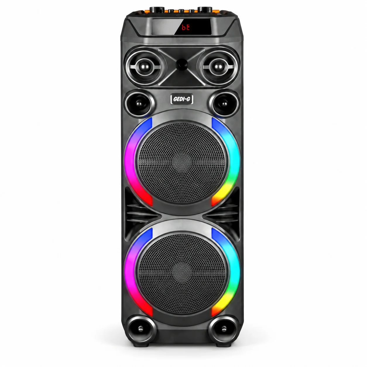Портативная Bluetooth-колонка с микрофоном 8", 50 Вт, USB, AUX, RGB, Gedi-G GD-2897, Черный
