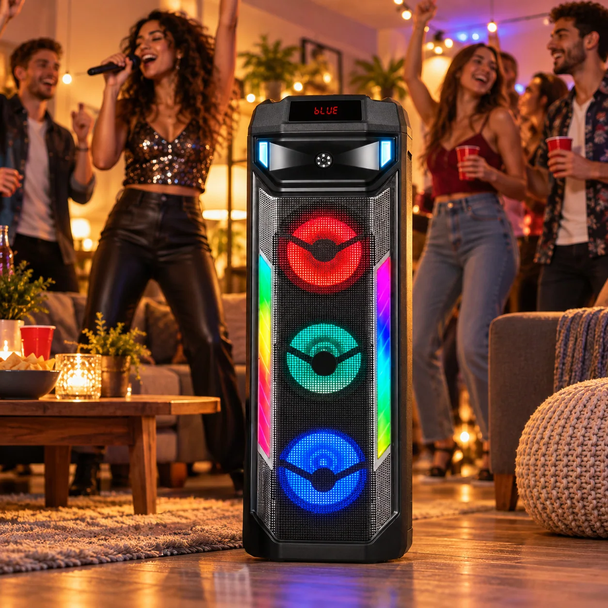 Портативная колонка Bluetooth с микрофоном, пульт, 3х8", 50 Вт, GEDI-G GD-2888, Черная