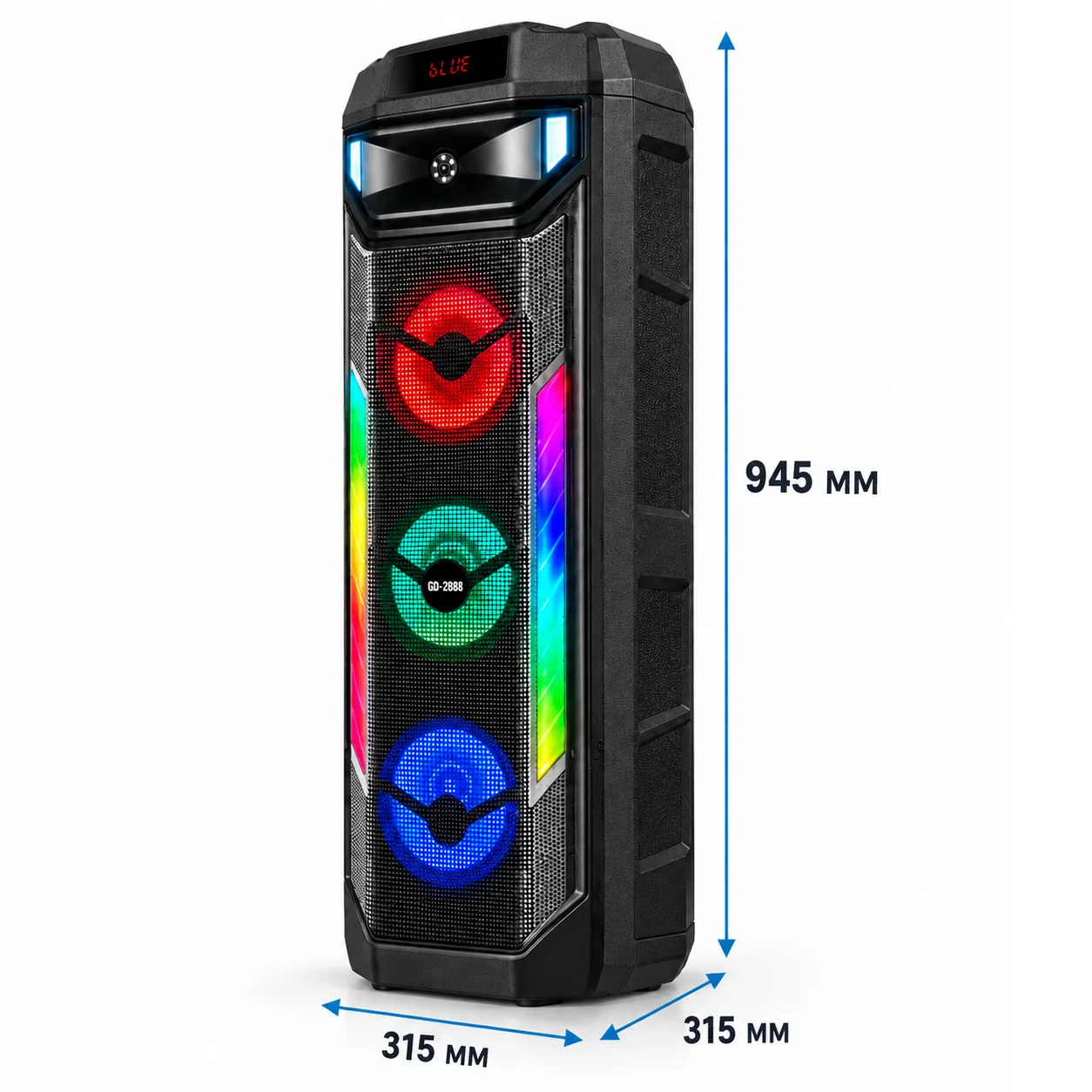 Портативная колонка Bluetooth с микрофоном, пульт, 3х8", 50 Вт, GEDI-G GD-2888, Черная