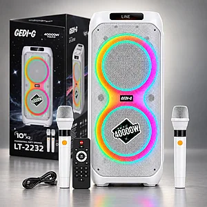 Акустическая переносная Bluetooth колонка Gedi-G LT-2232 с двумя радиомикрофонами