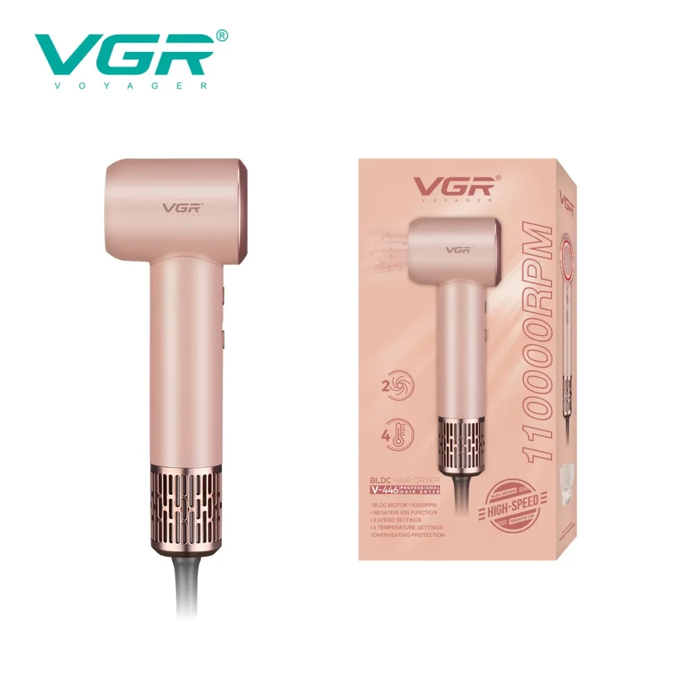 Фен профессиональный VGR V-446 PINK, 2 скорости, 4 температурных режима, 110000RPM, 1400 Вт