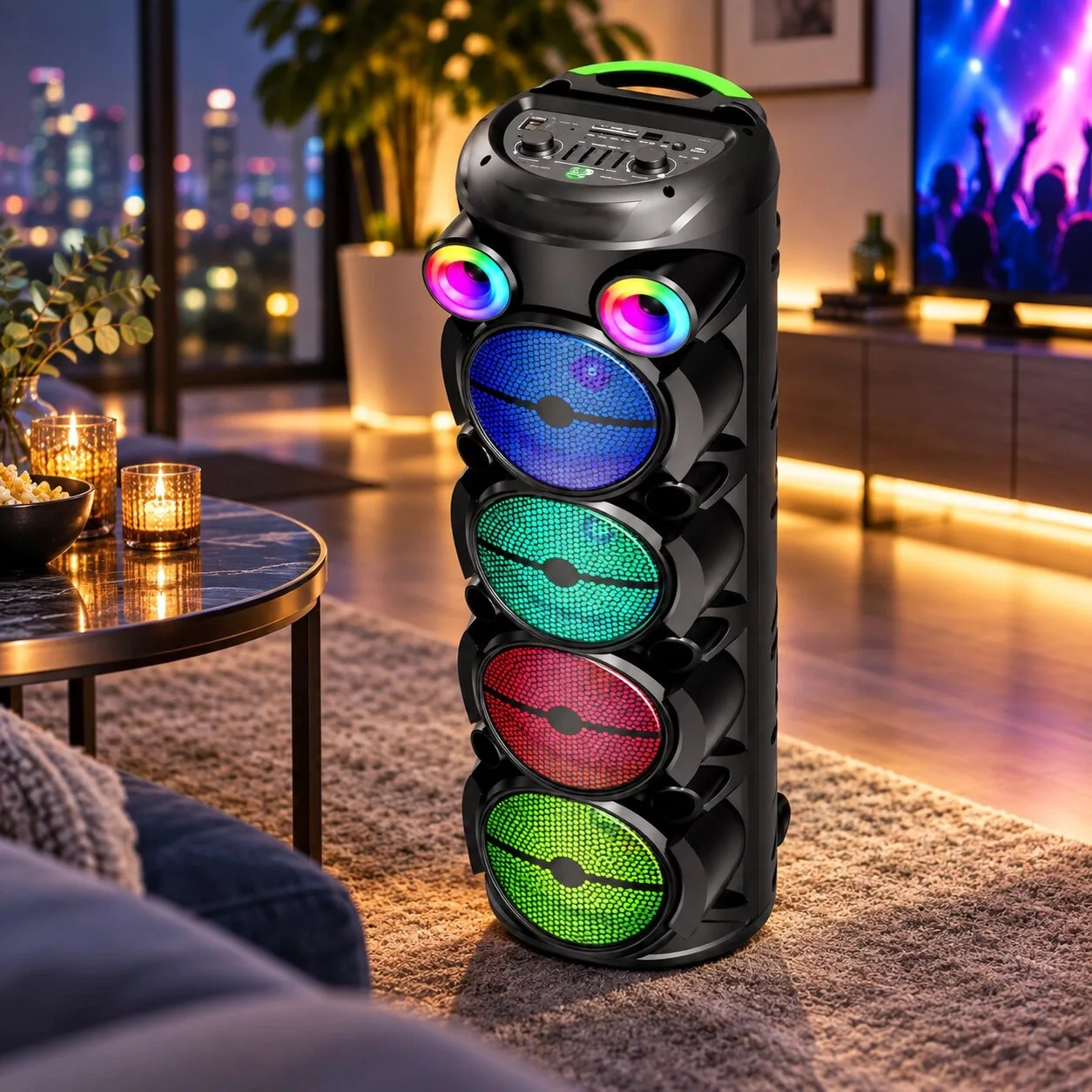 Портативная Bluetooth-колонка, 2 микрофона, RGB, DP-2837, Черная