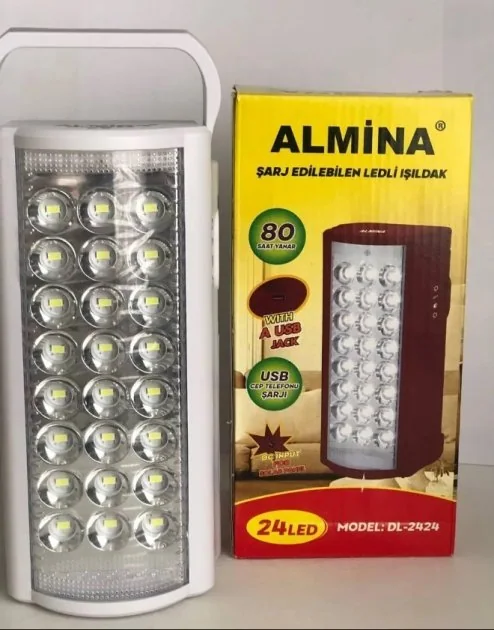 Переносной светодиодный фонарь 24 LED ALMINA TH-2606 (с павербанком)